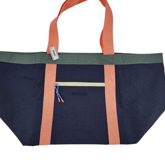 NEW Victoria's Secret PINK Bag Weekender Tote Zipper Canvas Color Block - Picture 2 of 11